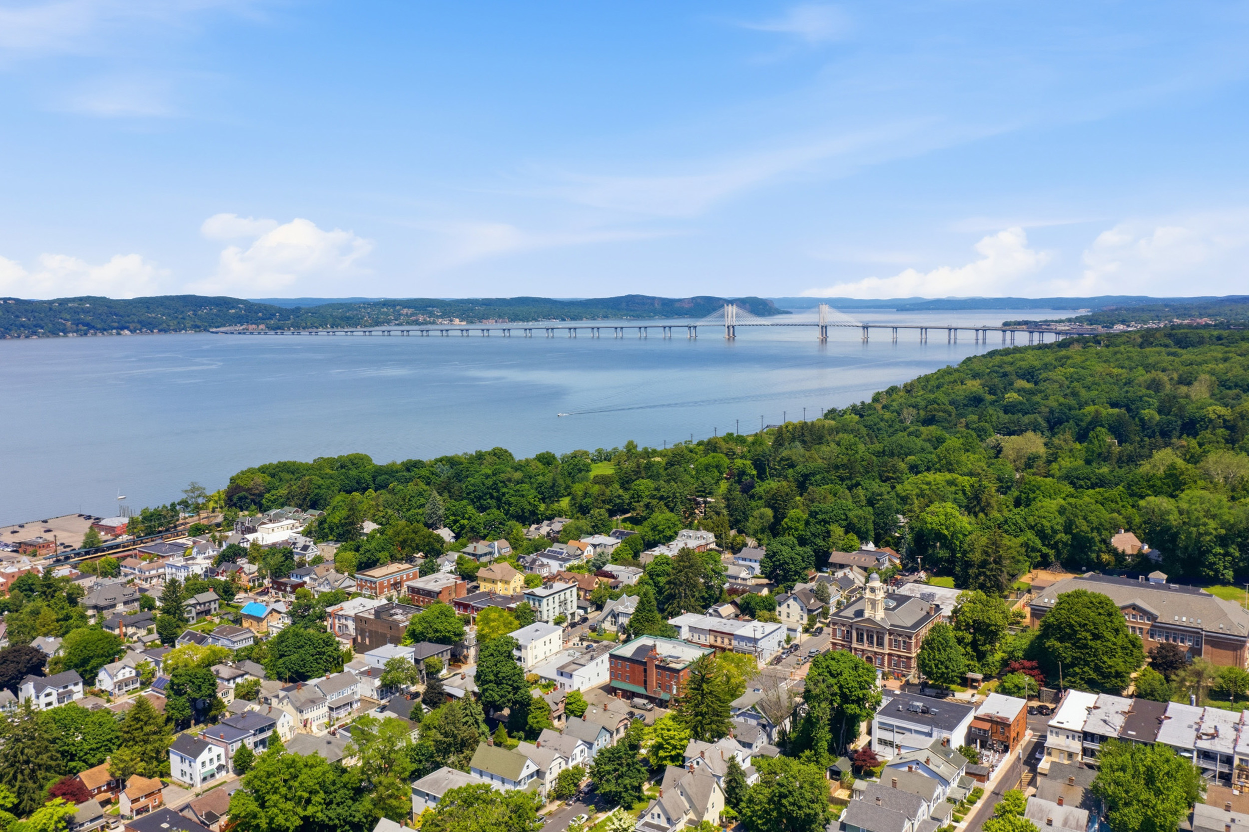 Irvington and Hudson River aerial view